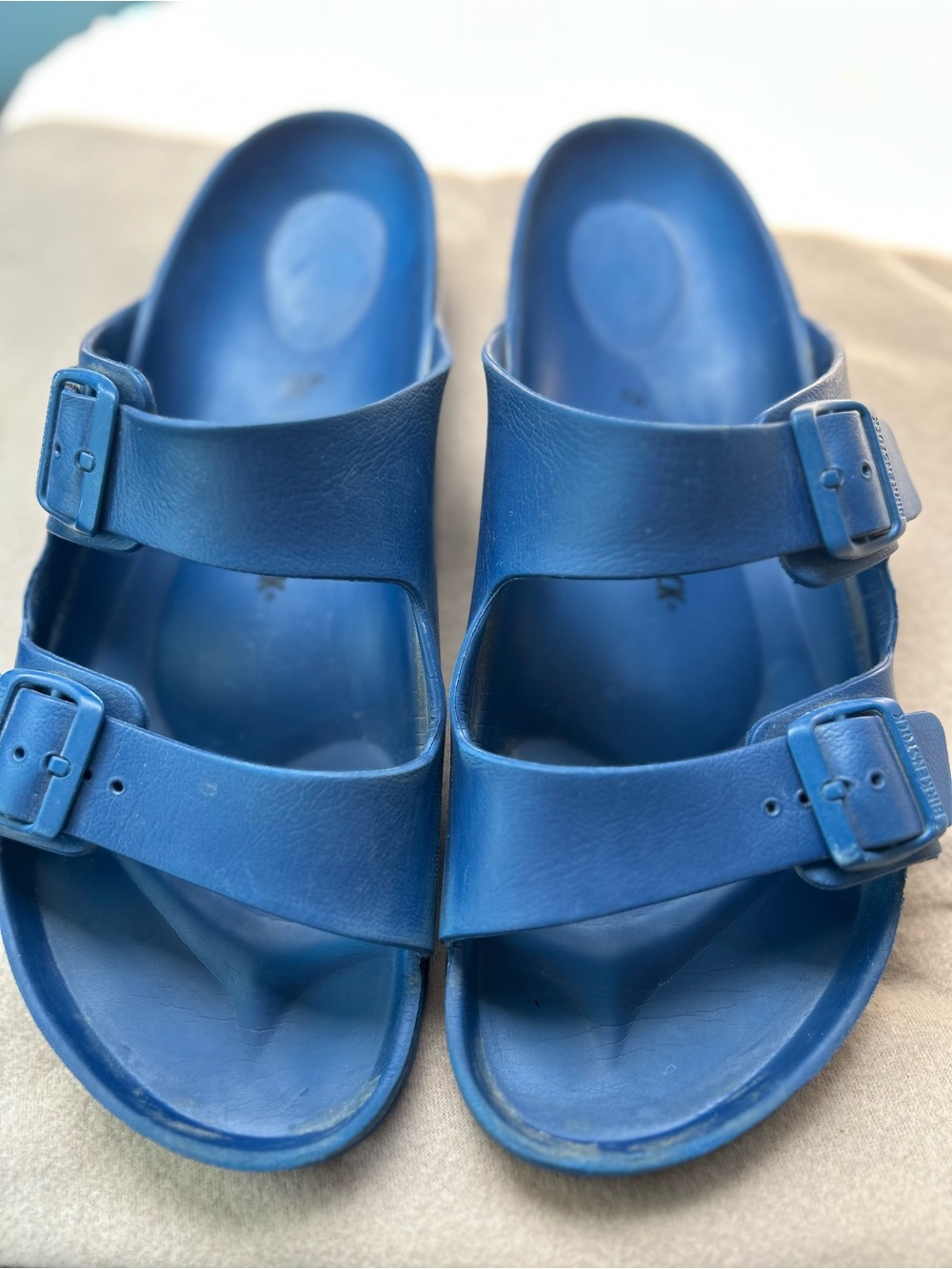 Mens Birkenstock Arizona EVA Blue Double-Buckle Slide Sandals size 12(45)